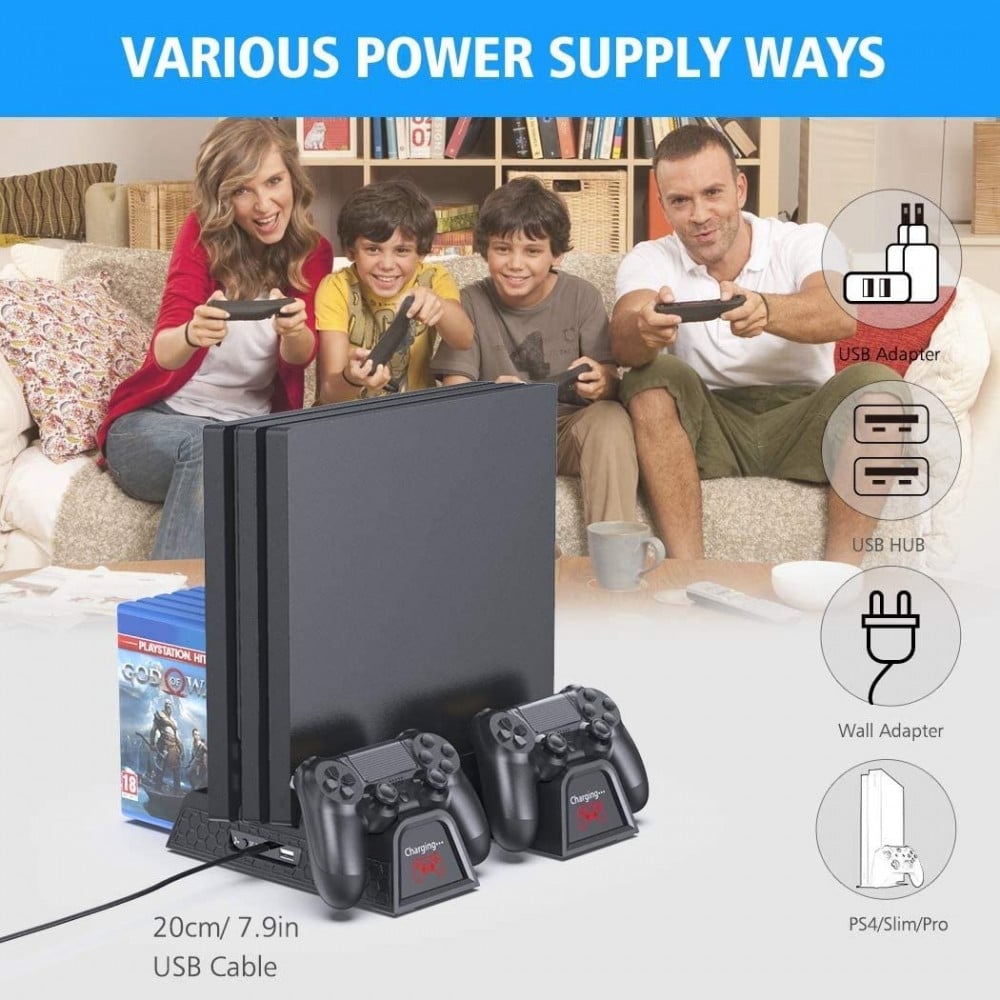 صورة ستاند تبريد بلاستيشن 4 - OIVO PS4 Stand Cooling Fan Station for Playstation 4/PS4 Slim/PS4 Pro رقم 3