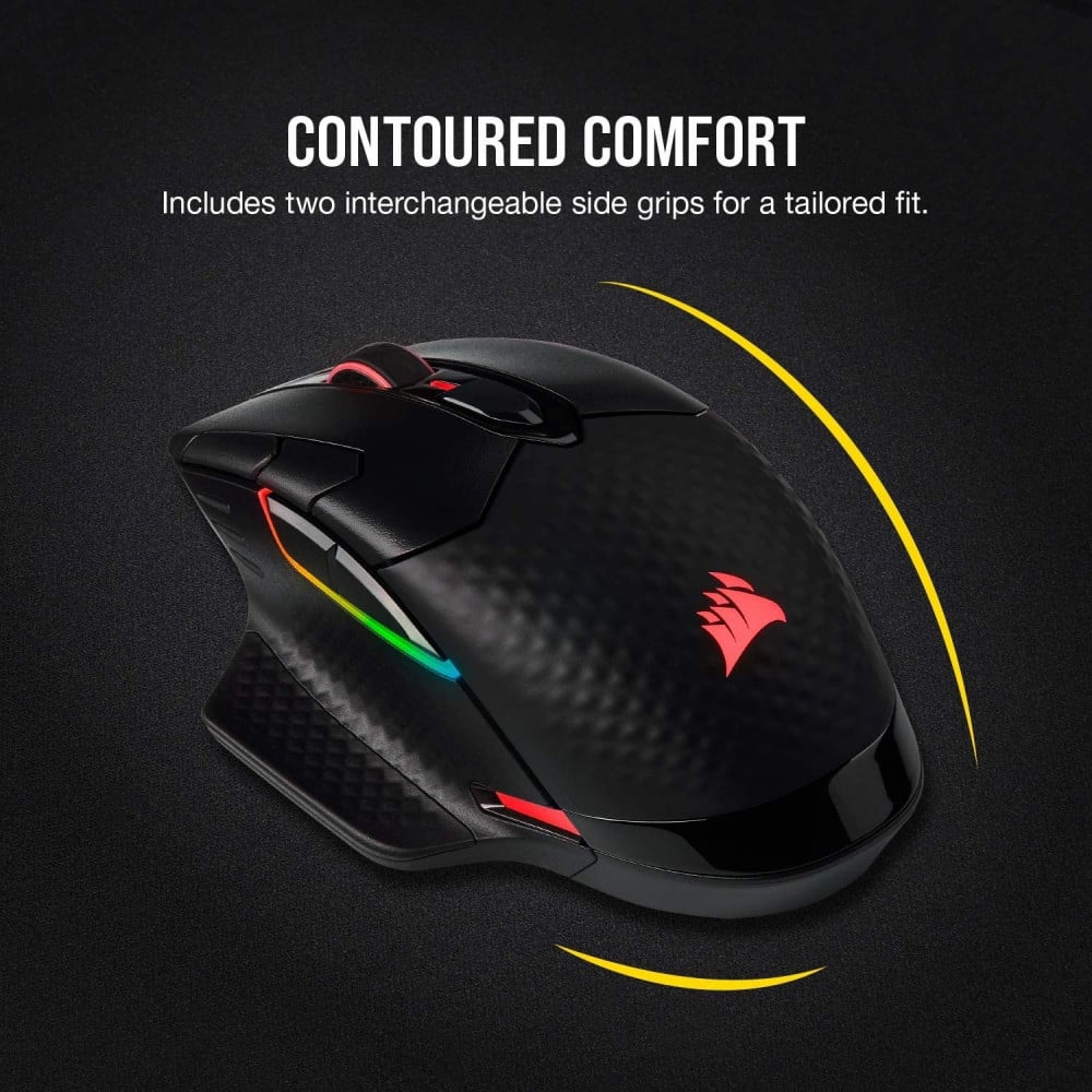 صورة Corsair Dark Core RGB Pro, Wireless FPSMOBA Gaming Mouse with SLIPSTREAM Technology, Black, Backlit RGB LED, 18000 DPI رقم 3