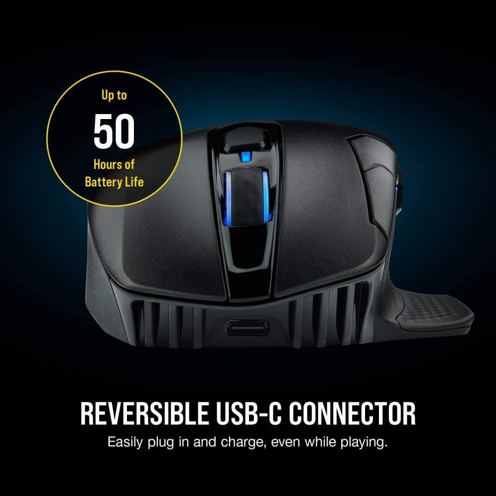 صورة Corsair Dark Core RGB Pro, Wireless FPSMOBA Gaming Mouse with SLIPSTREAM Technology, Black, Backlit RGB LED, 18000 DPI رقم 7