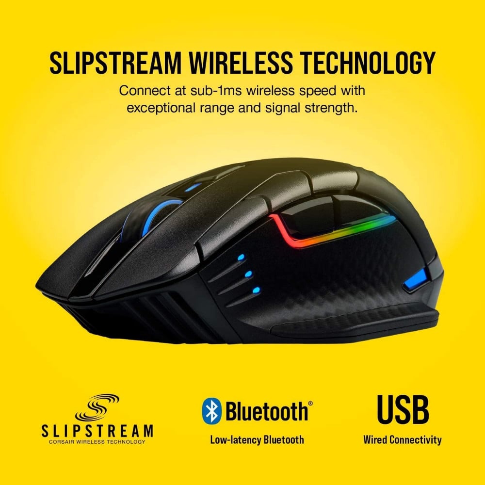 صورة Corsair Dark Core RGB Pro, Wireless FPSMOBA Gaming Mouse with SLIPSTREAM Technology, Black, Backlit RGB LED, 18000 DPI رقم 8