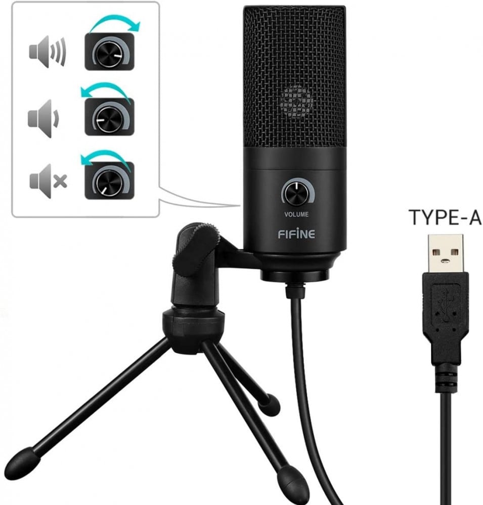 صورة مايكروفون فيفينا - USB Microphone,Fifine Metal Condenser Recording Microphone for Laptop MAC or Windows Cardioid Studio Recording Vocals, Voice Overs,Streaming Broadcast and YouTube Videos-K رقم 5