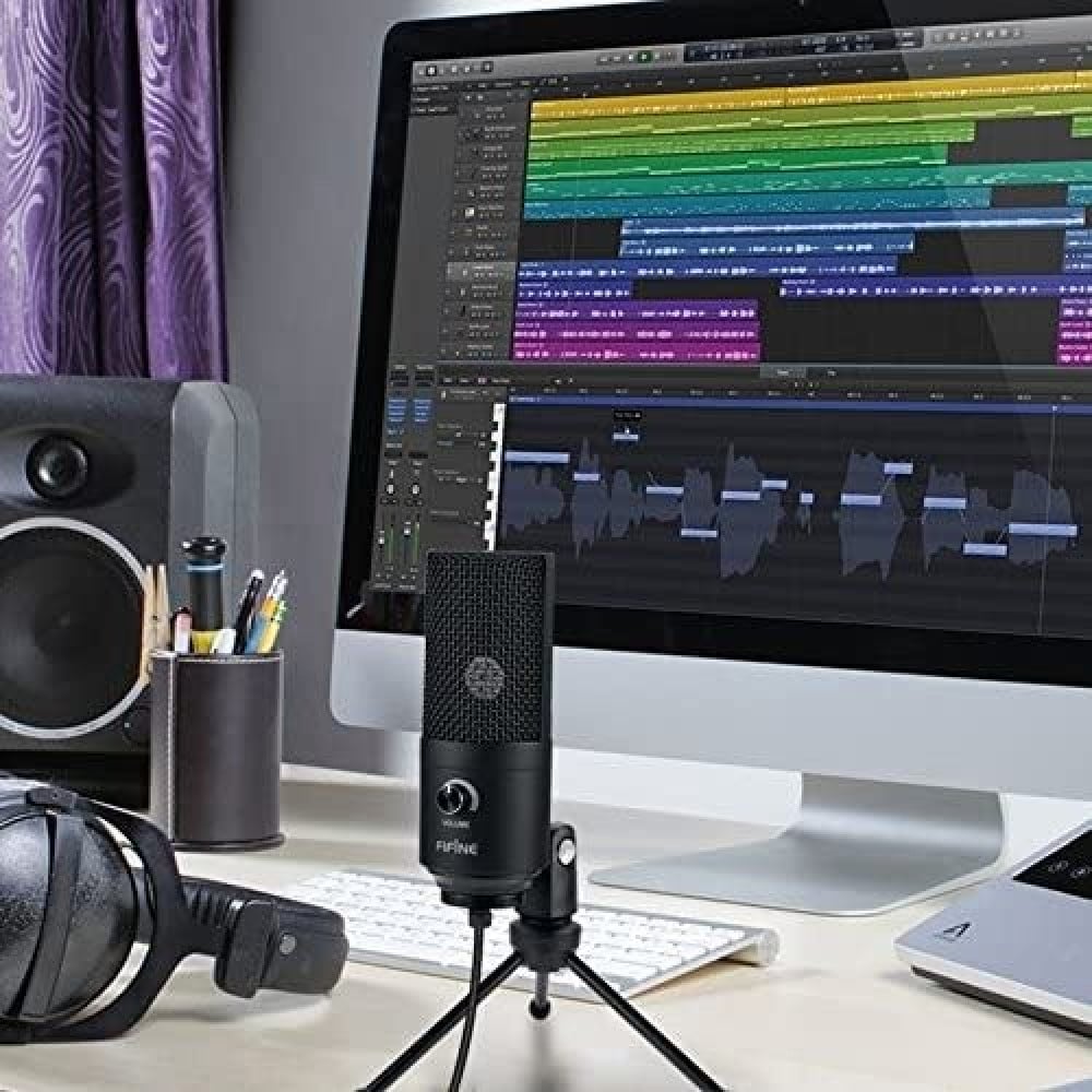 صورة مايكروفون فيفينا - USB Microphone,Fifine Metal Condenser Recording Microphone for Laptop MAC or Windows Cardioid Studio Recording Vocals, Voice Overs,Streaming Broadcast and YouTube Videos-K رقم 7