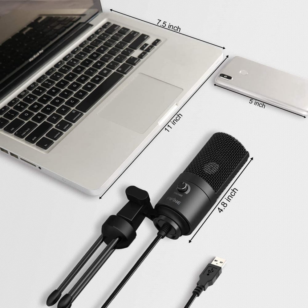 صورة مايكروفون فيفينا - USB Microphone,Fifine Metal Condenser Recording Microphone for Laptop MAC or Windows Cardioid Studio Recording Vocals, Voice Overs,Streaming Broadcast and YouTube Videos-K رقم 8