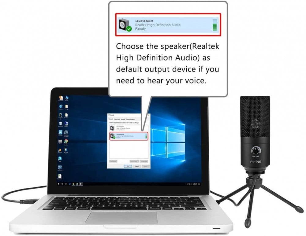 صورة مايكروفون فيفينا - USB Microphone,Fifine Metal Condenser Recording Microphone for Laptop MAC or Windows Cardioid Studio Recording Vocals, Voice Overs,Streaming Broadcast and YouTube Videos-K رقم 9