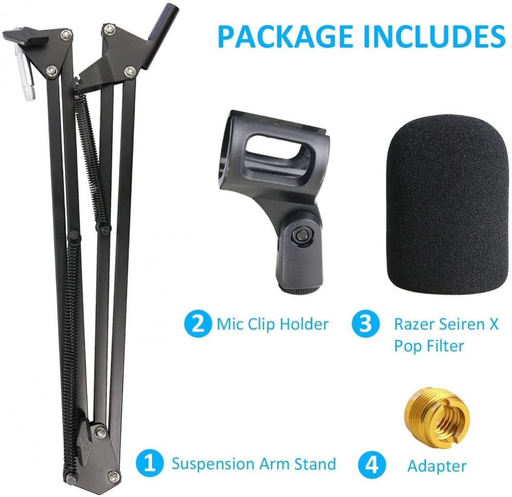 صورة Razer Seiren X Boom Arm with Pop Filter - Mic Stand with Foam Cover Windscreen for Razer Seiren X Streaming Microphone by YOUSHARES رقم 8
