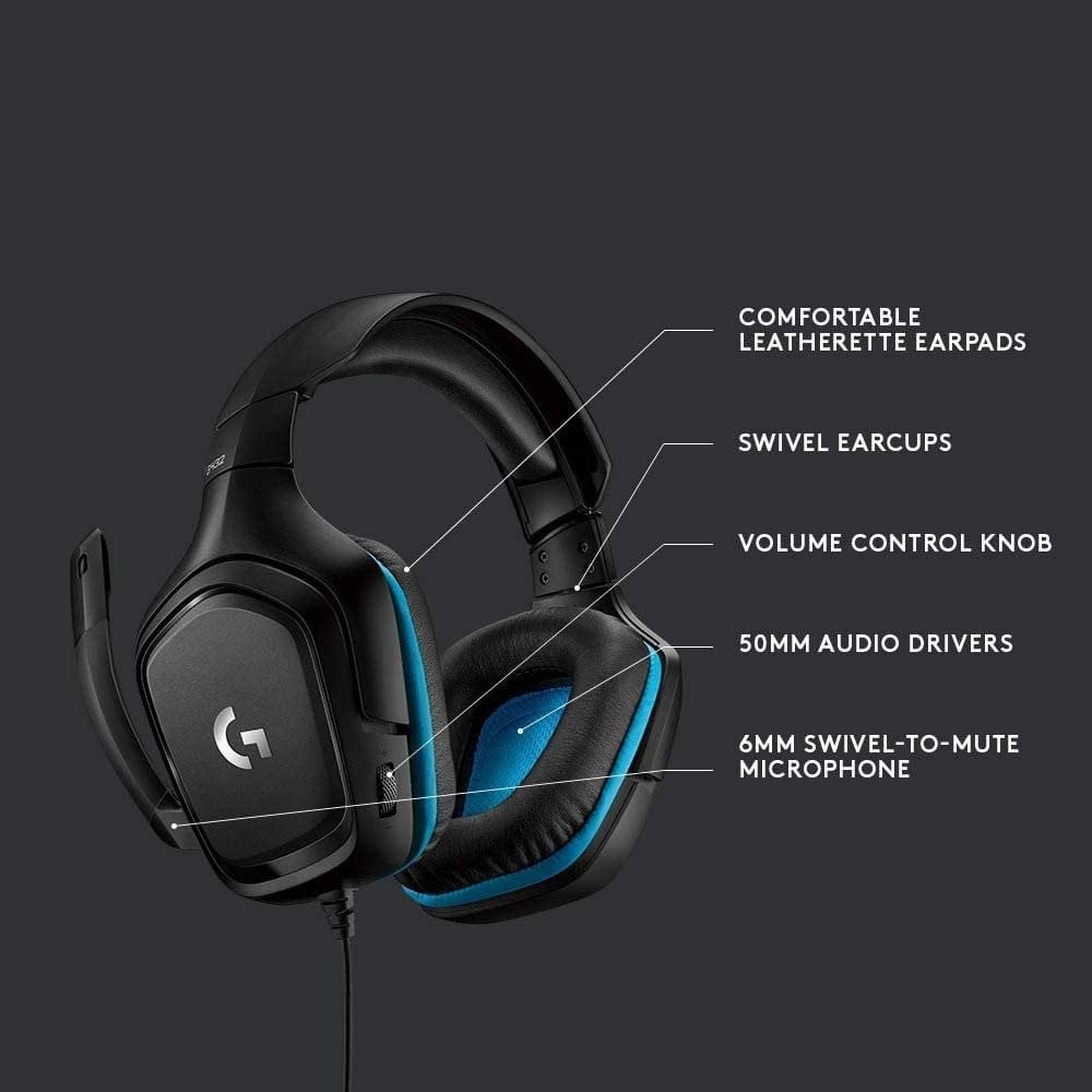 صورة سماعة لوجيتك جي 432 - Logitech G432 DTSX 7.1 Surround Sound Wired PC Gaming Headset رقم 2