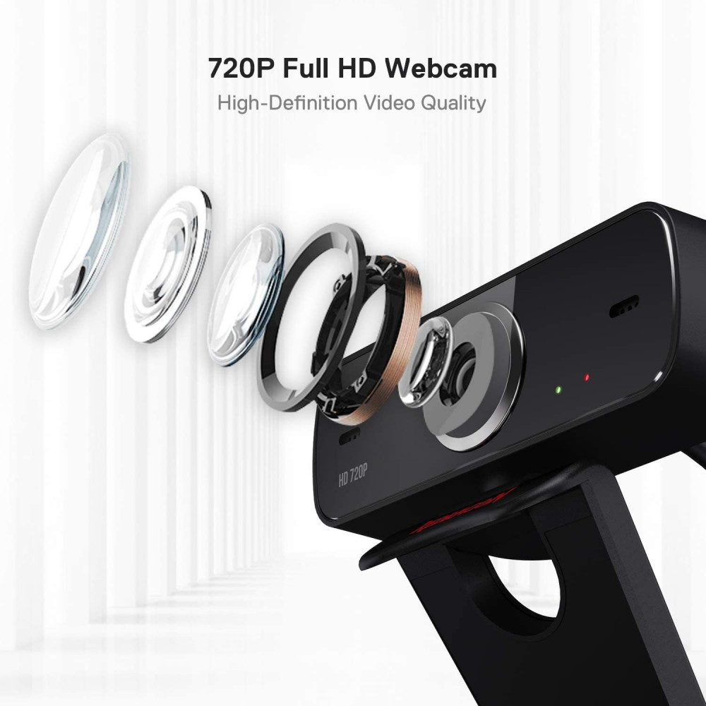 صورة Redragon GW600 720P Webcam with Built-in Dual Microphone, 360-Degree Rotation - 2.0 USB Skype Computer Web Camera - 30 FPS for Online Courses, Video Conferencing and Streaming رقم 4
