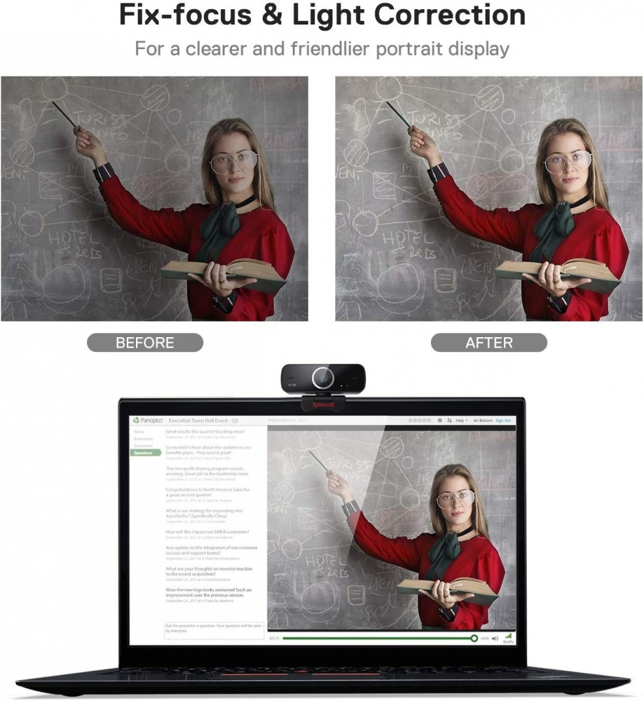 صورة Redragon GW600 720P Webcam with Built-in Dual Microphone, 360-Degree Rotation - 2.0 USB Skype Computer Web Camera - 30 FPS for Online Courses, Video Conferencing and Streaming رقم 7