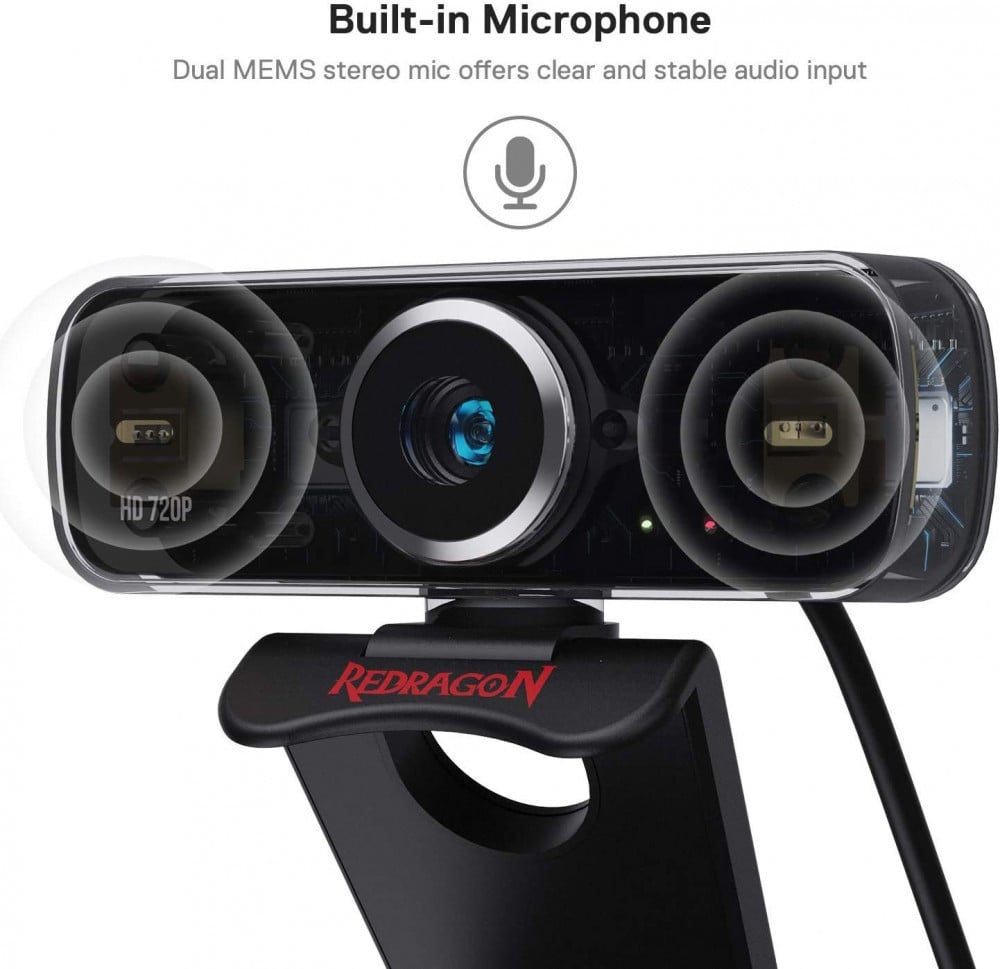 صورة Redragon GW600 720P Webcam with Built-in Dual Microphone, 360-Degree Rotation - 2.0 USB Skype Computer Web Camera - 30 FPS for Online Courses, Video Conferencing and Streaming رقم 8