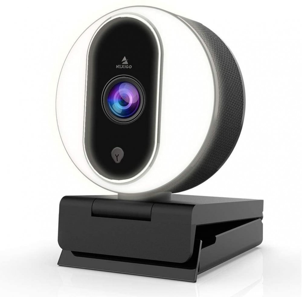 صورة NexiGo Streaming Webcam with Ring Light and Dual Microphone, Advanced Auto-Focus, Adjustable Brightness with Touch Control, 1080P Web Camera for Zoom Skype Facetime, PC Mac Laptop Desktop