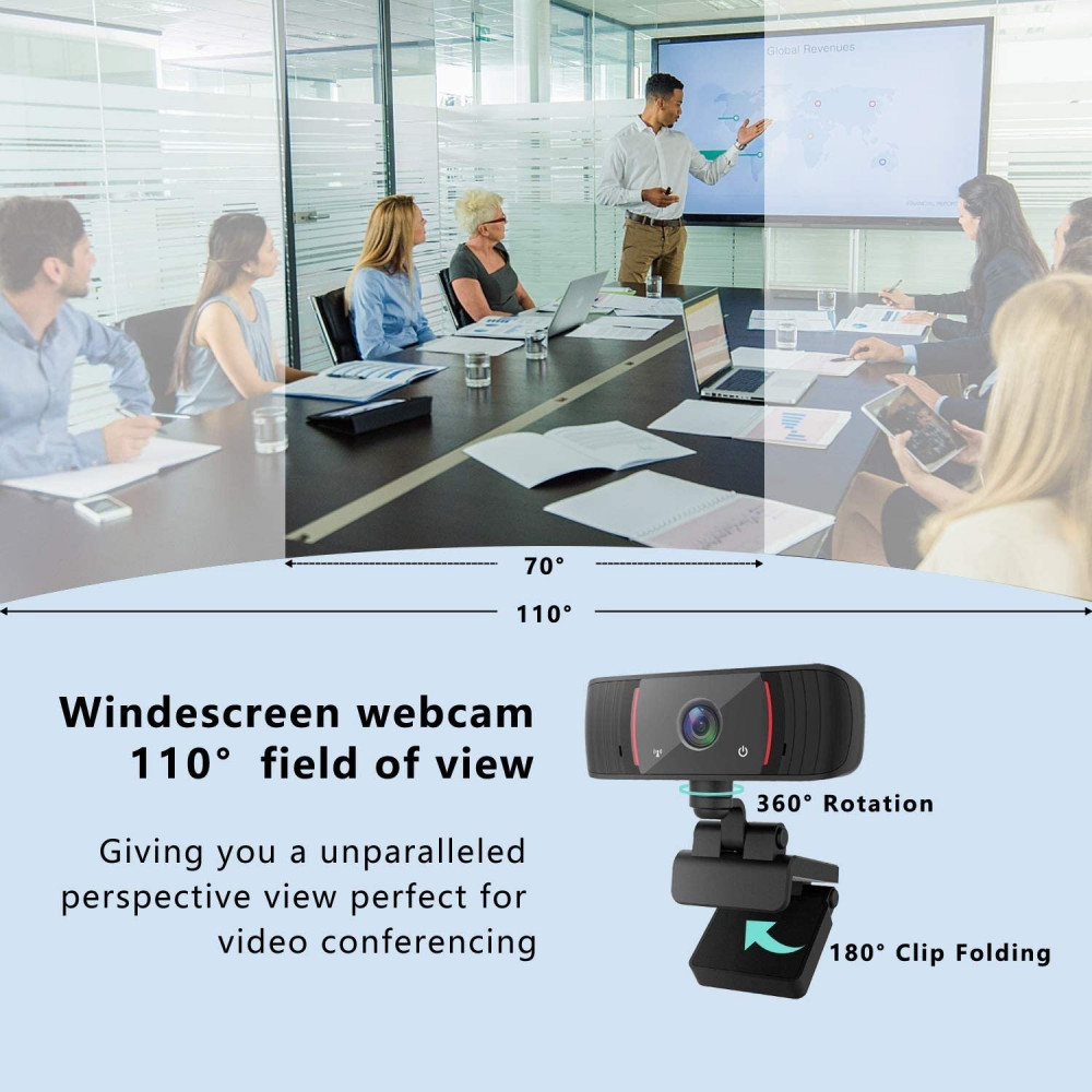 صورة Webcam with Microphone, Full HD 1080P USB Webcam Streaming Computer Web Camera for Desktop Laptop Smart TV, Plug and Play PC Webcam for Video Calling Recording Conferencing رقم 2