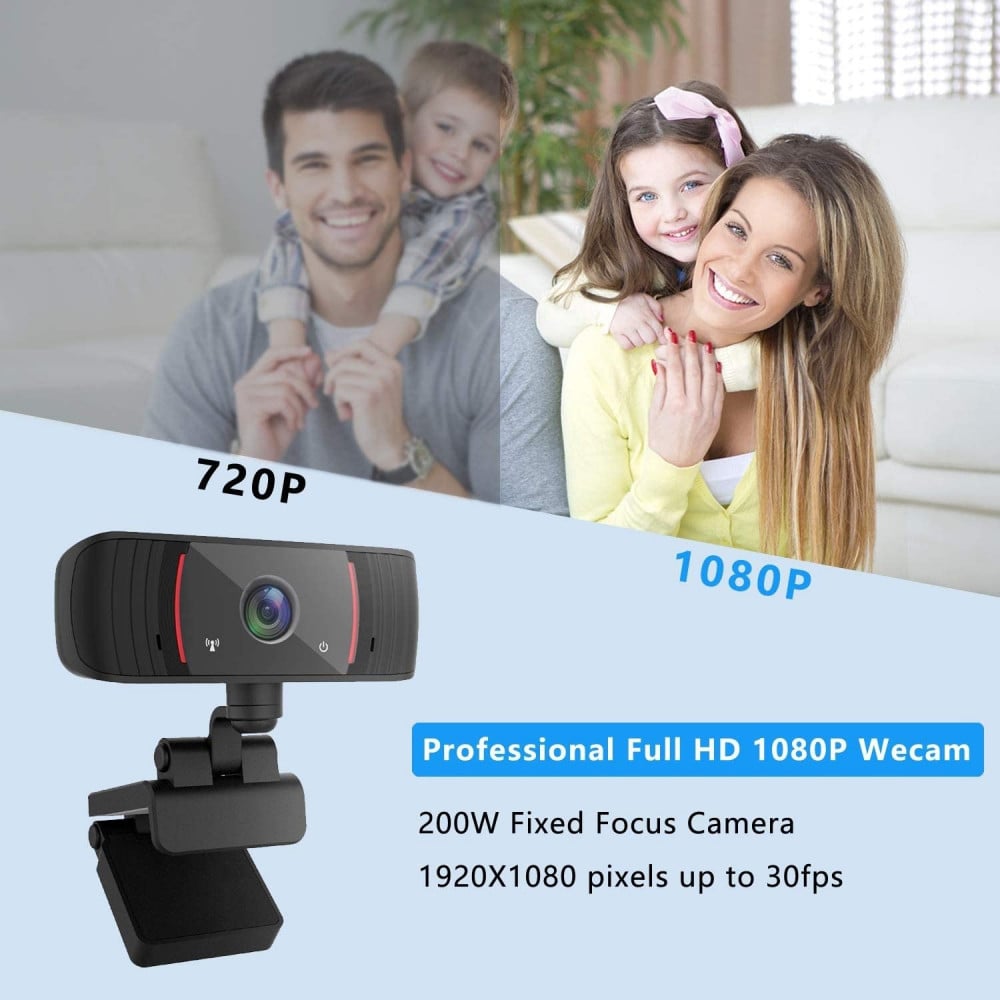 صورة Webcam with Microphone, Full HD 1080P USB Webcam Streaming Computer Web Camera for Desktop Laptop Smart TV, Plug and Play PC Webcam for Video Calling Recording Conferencing رقم 3