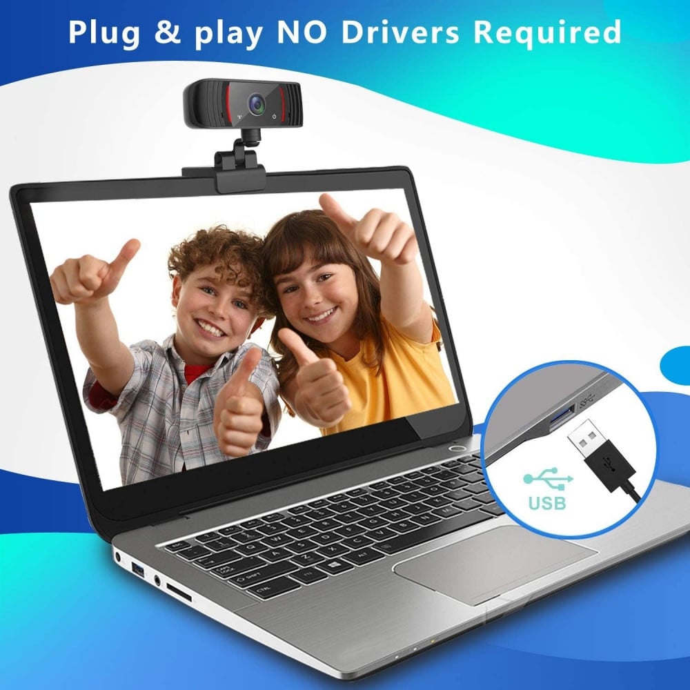 صورة Webcam with Microphone, Full HD 1080P USB Webcam Streaming Computer Web Camera for Desktop Laptop Smart TV, Plug and Play PC Webcam for Video Calling Recording Conferencing رقم 5