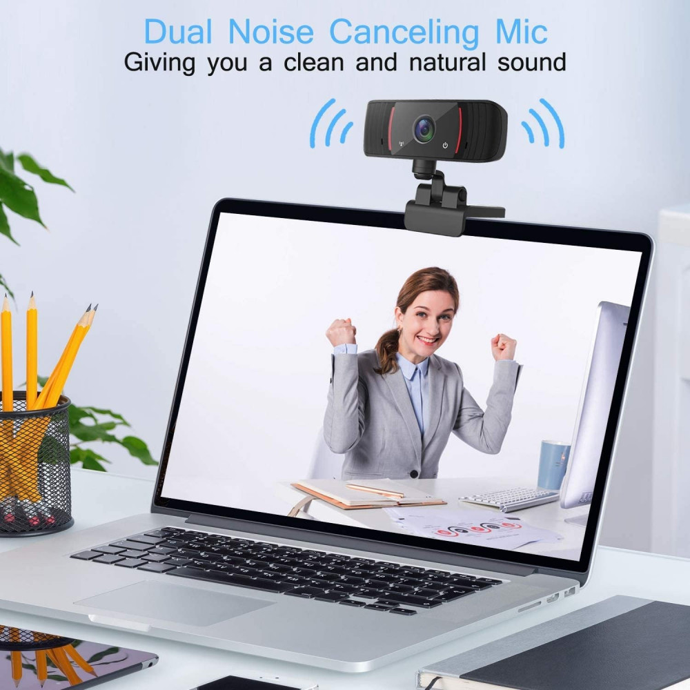 صورة Webcam with Microphone, Full HD 1080P USB Webcam Streaming Computer Web Camera for Desktop Laptop Smart TV, Plug and Play PC Webcam for Video Calling Recording Conferencing رقم 6