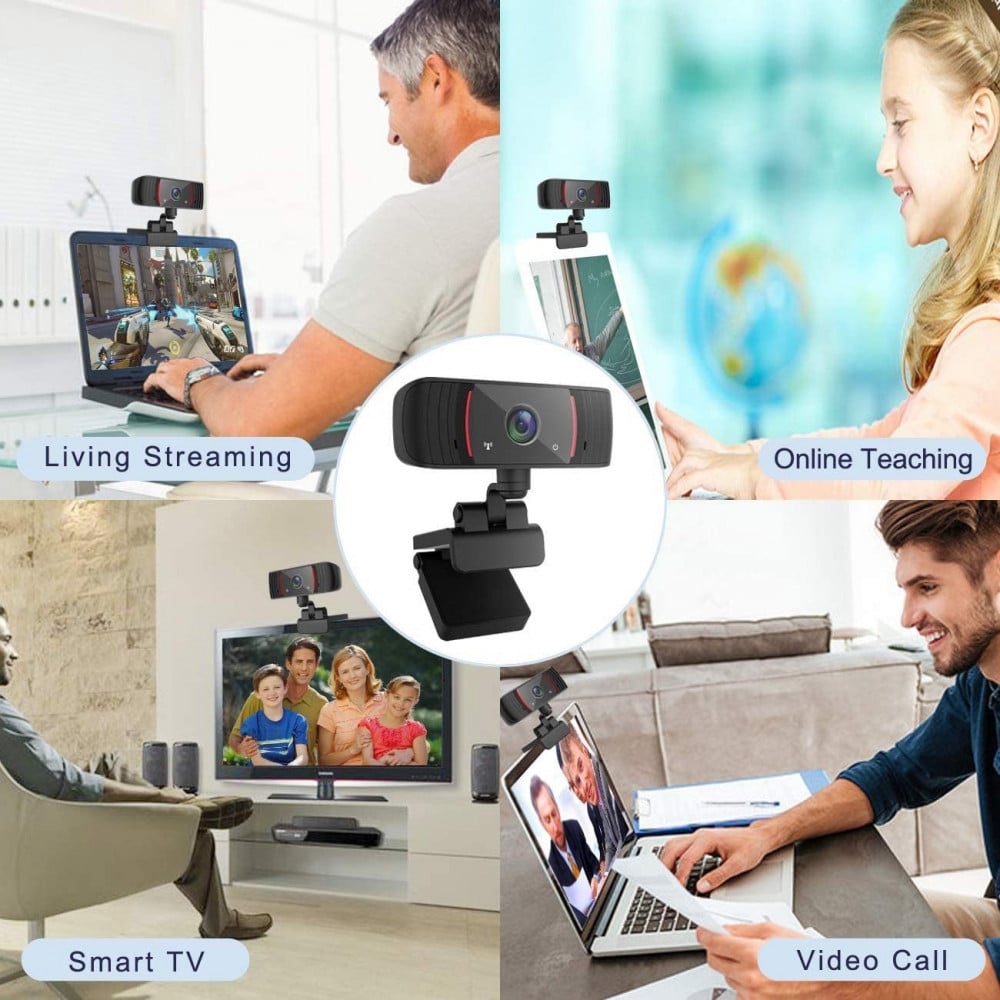 صورة Webcam with Microphone, Full HD 1080P USB Webcam Streaming Computer Web Camera for Desktop Laptop Smart TV, Plug and Play PC Webcam for Video Calling Recording Conferencing رقم 7