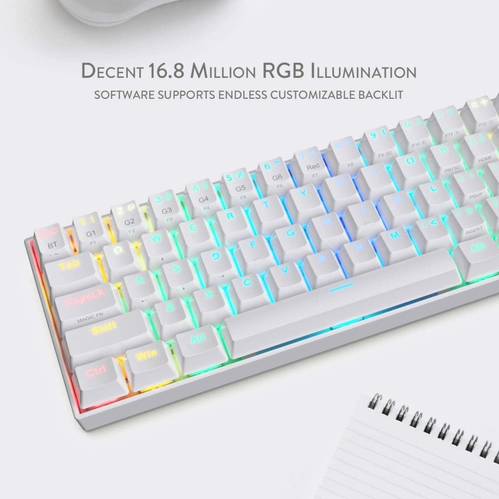 صورة Redragon K530 Draconic 60% Compact RGB Wireless Mechanical Keyboard, 61 Keys TKL Designed 5.0 Bluetooth Gaming Keyboard with Brown Switches and 16.8 Million RGB Lighting for PC, Laptop, Cell رقم 2