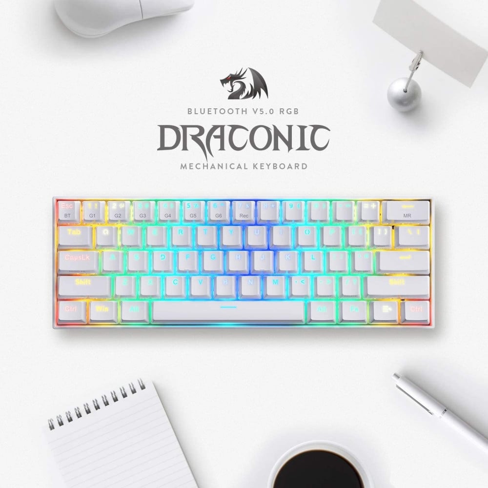 صورة Redragon K530 Draconic 60% Compact RGB Wireless Mechanical Keyboard, 61 Keys TKL Designed 5.0 Bluetooth Gaming Keyboard with Brown Switches and 16.8 Million RGB Lighting for PC, Laptop, Cell رقم 4