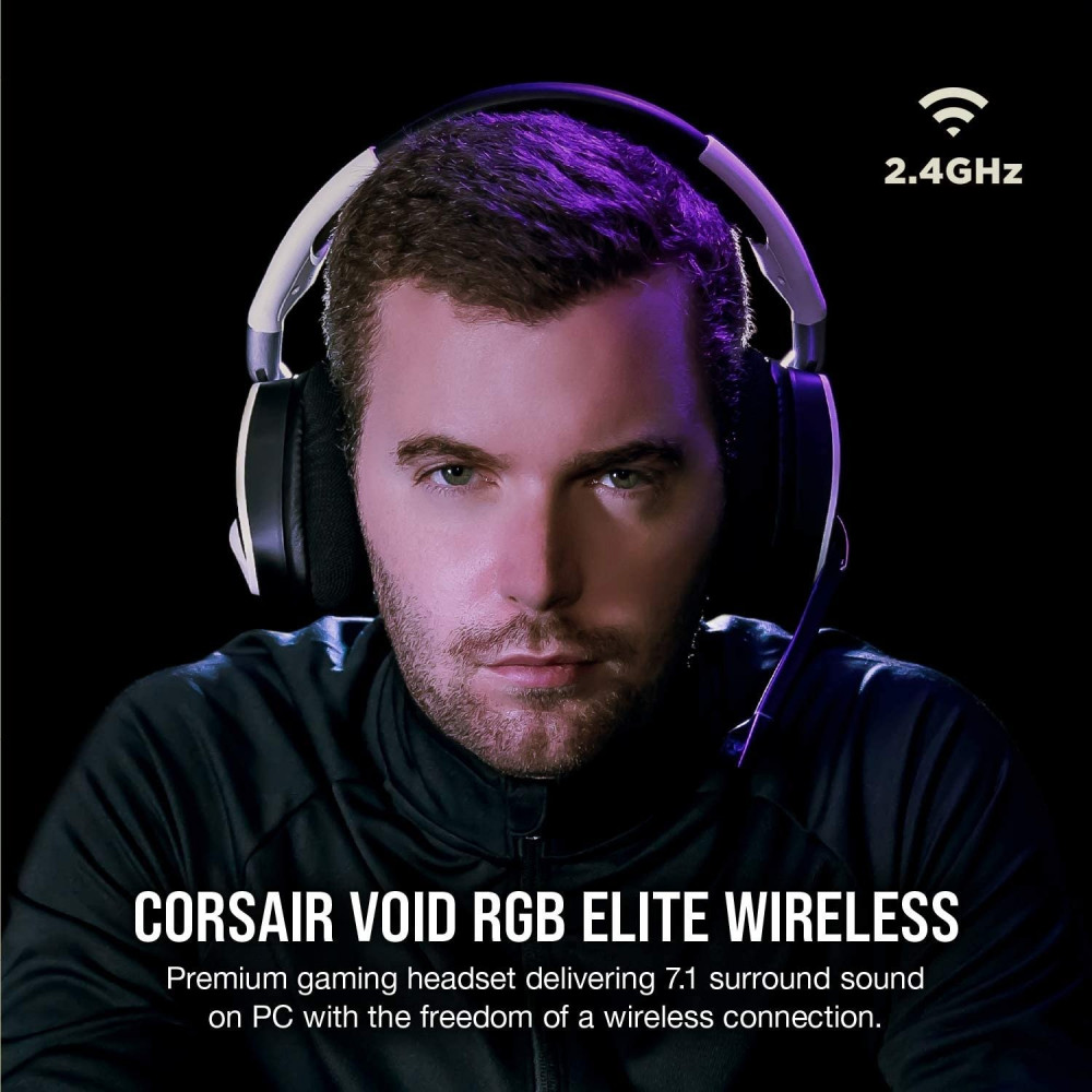 صورة سماعة كورسير فويد - Corsair VOID RGB Elite Wireless Premium Gaming Headset with 7.1 Surround Sound - Discord Certified - Works with PC, PS5 and PS4 - White رقم 3