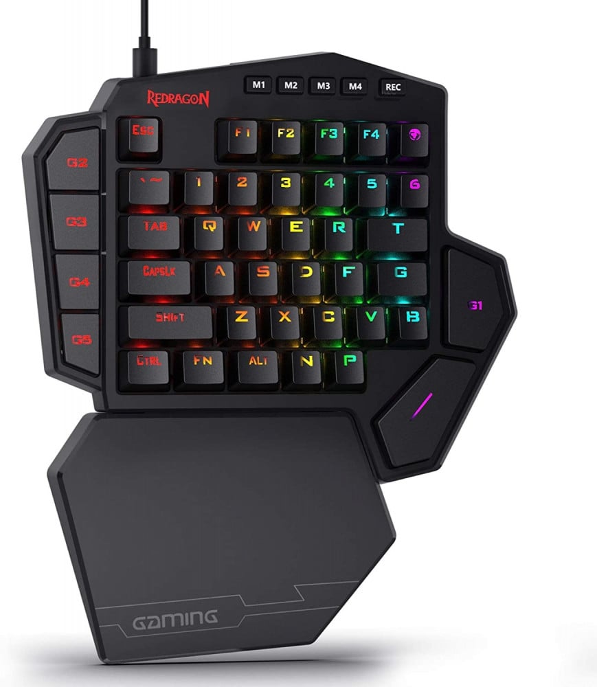 صورة Redragon K585 DITI One-Handed RGB Mechanical Gaming Keyboard, Type-C Professional Gaming Keypad with 7 Onboard Macro Keys, Detachable Wrist Rest, 42 Keys