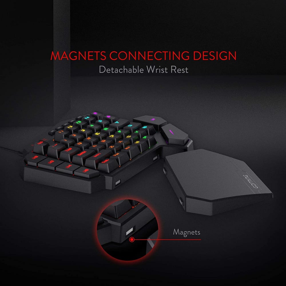 صورة Redragon K585 DITI One-Handed RGB Mechanical Gaming Keyboard, Type-C Professional Gaming Keypad with 7 Onboard Macro Keys, Detachable Wrist Rest, 42 Keys رقم 3