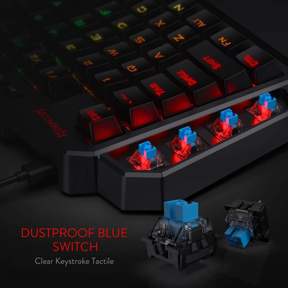 صورة Redragon K585 DITI One-Handed RGB Mechanical Gaming Keyboard, Type-C Professional Gaming Keypad with 7 Onboard Macro Keys, Detachable Wrist Rest, 42 Keys رقم 4