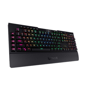 صورة Redragon K586-PRO Brahma RGB Mechanical Gaming Keyboard with Fast Optical Blue Switches, 10 Dedicated Macro Keys, Convenient Media Control, and Detachable Wrist Rest