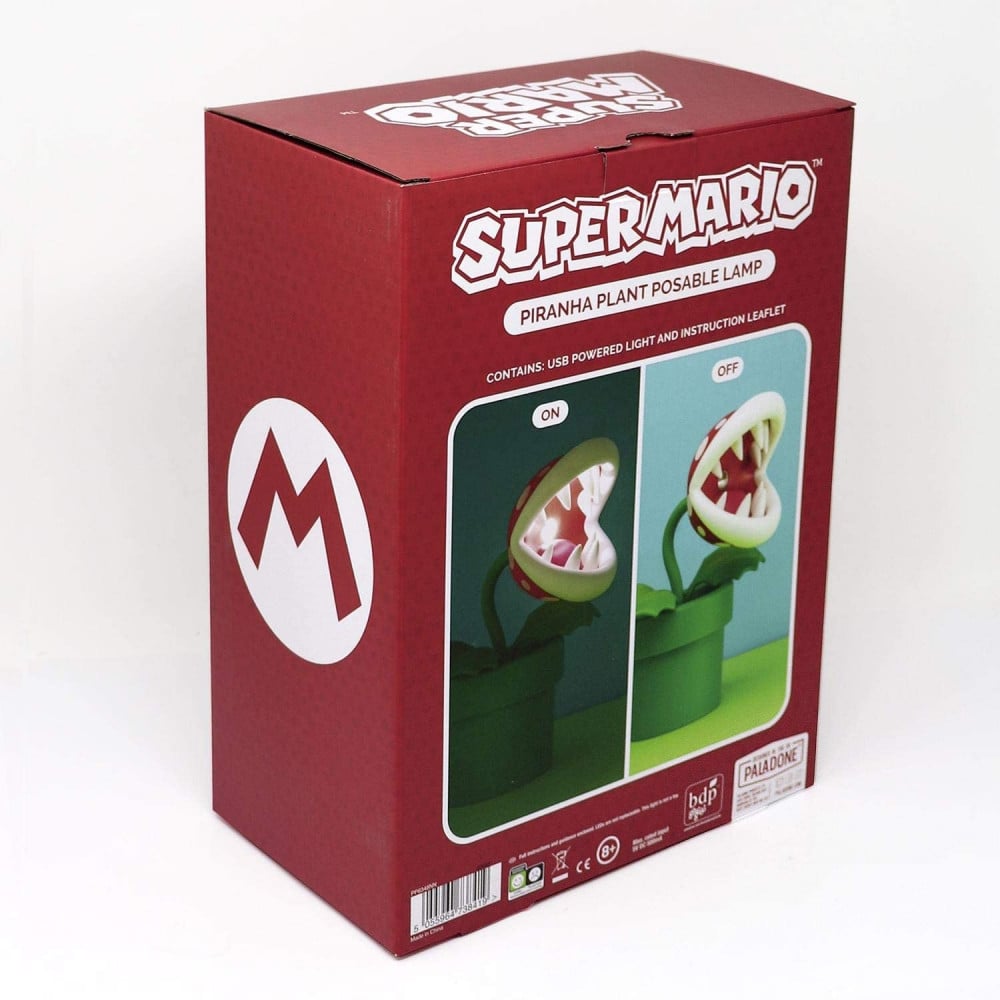 صورة Paladone Piranha Plant Posable Lamp BDP | LED Light with Flexible Head for Nintendo Fans | Officially Licensed Super Mario | 33cm Tall USB Powered, Red and Green