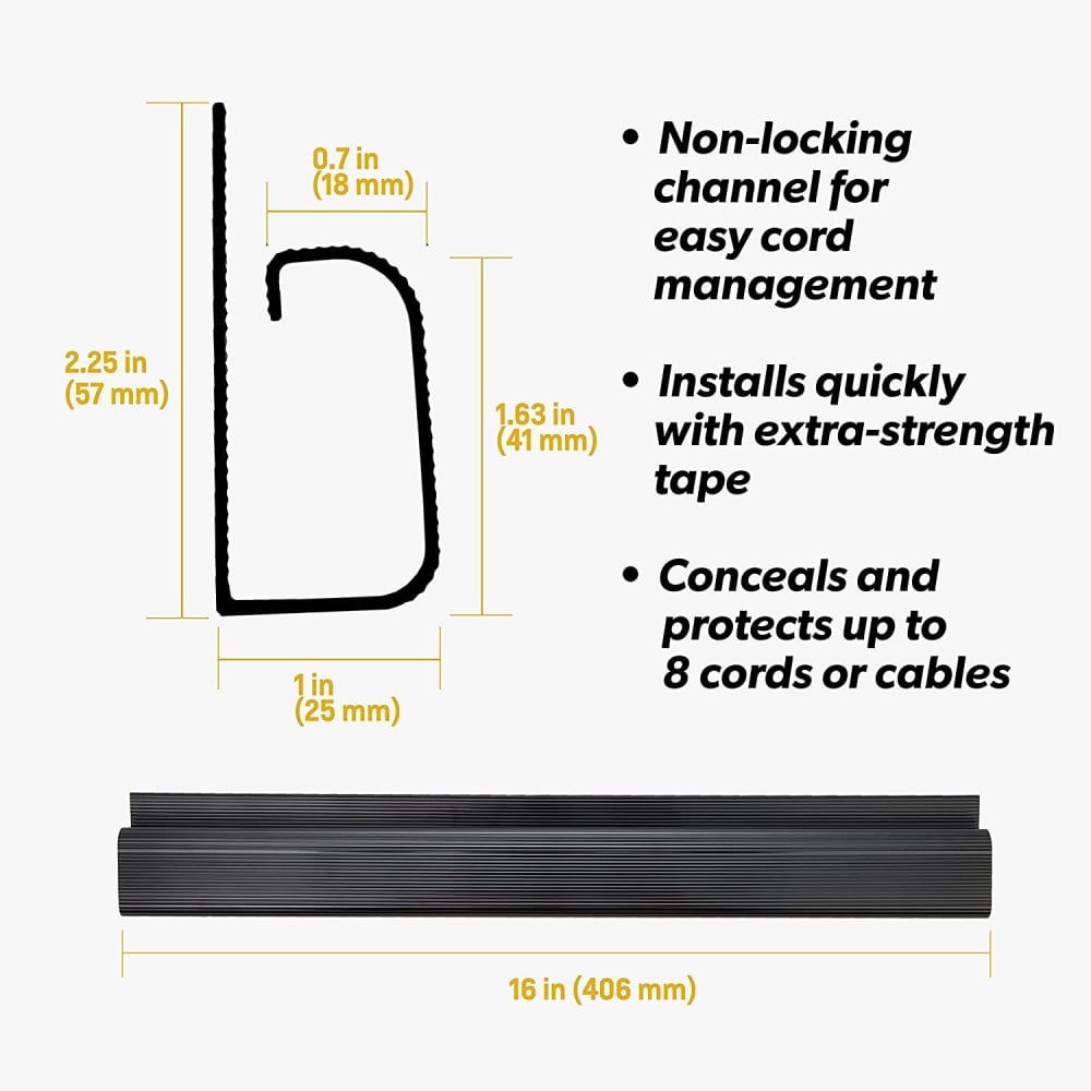 صورة J Channel Desk Cable Organizer by SimpleCord – 5 Black Raceway Channels - Cord Cover Management Kit for Desks, Offices, and Kitchens رقم 5