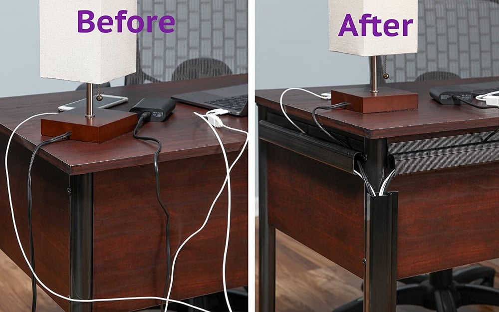 صورة J Channel Desk Cable Organizer by SimpleCord – 5 Black Raceway Channels - Cord Cover Management Kit for Desks, Offices, and Kitchens رقم 7
