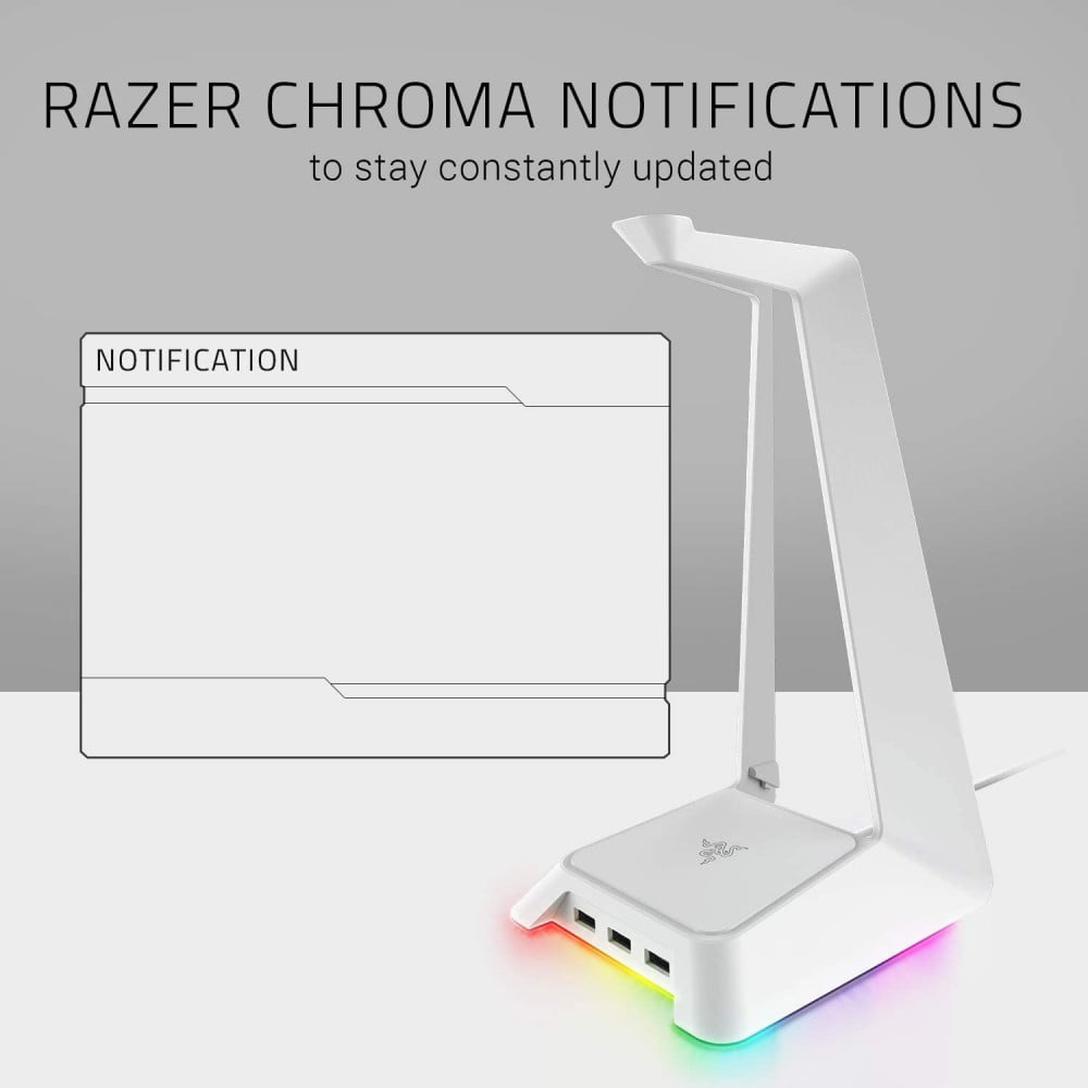 صورة Razer Base Station Chroma - حامل سماعة رأس احترافي بإضاءة RGB وتصميم عصري باللون الأبيض رقم 3