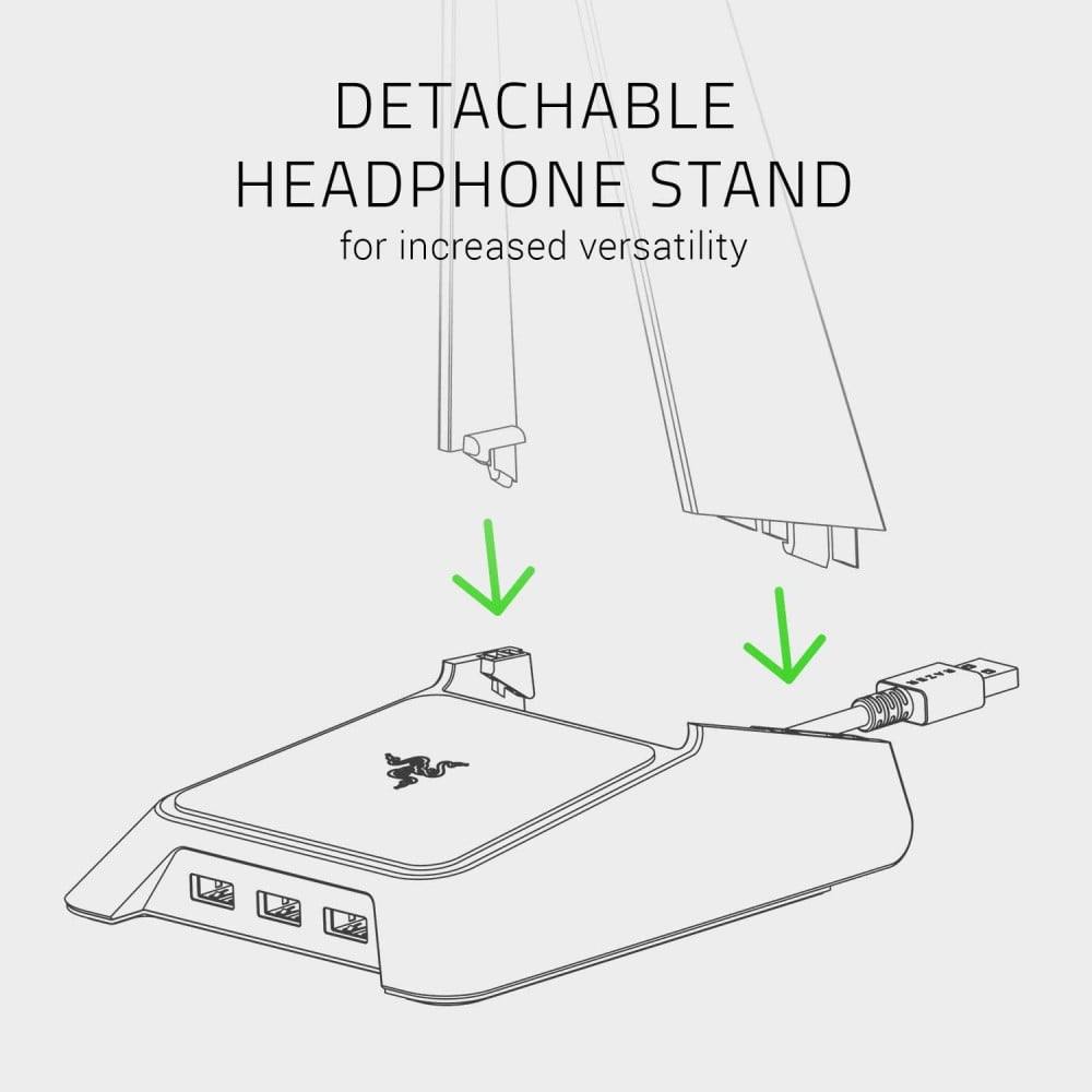 صورة Razer Base Station Chroma - حامل سماعة رأس احترافي بإضاءة RGB وتصميم عصري باللون الأبيض رقم 6
