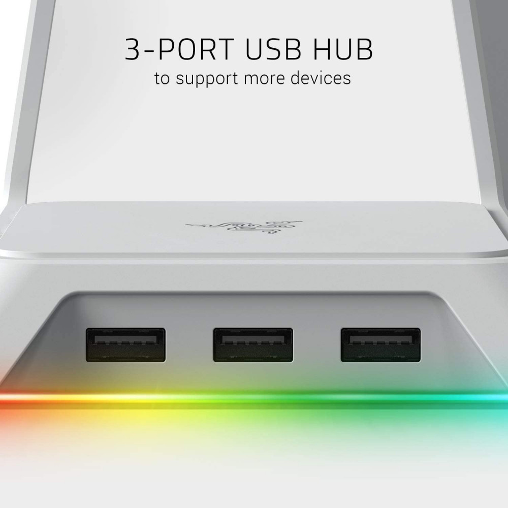 صورة Razer Base Station Chroma - حامل سماعة رأس احترافي بإضاءة RGB وتصميم عصري باللون الأبيض رقم 7