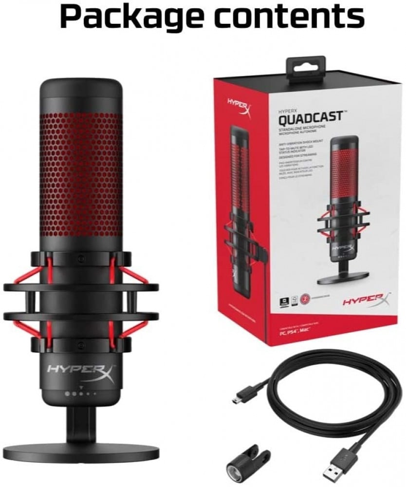 صورة مايك هايبر اكس - HyperX QuadCast - USB Condenser Gaming Microphone, for PC, PS4 and Mac, Anti-Vibration Shock Mount, Four Polar Patterns, Pop Filter, Gain Control, Podcasts, Twitch, YouTube, رقم 6