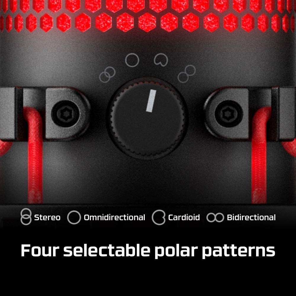 صورة مايك هايبر اكس - HyperX QuadCast - USB Condenser Gaming Microphone, for PC, PS4 and Mac, Anti-Vibration Shock Mount, Four Polar Patterns, Pop Filter, Gain Control, Podcasts, Twitch, YouTube, رقم 7