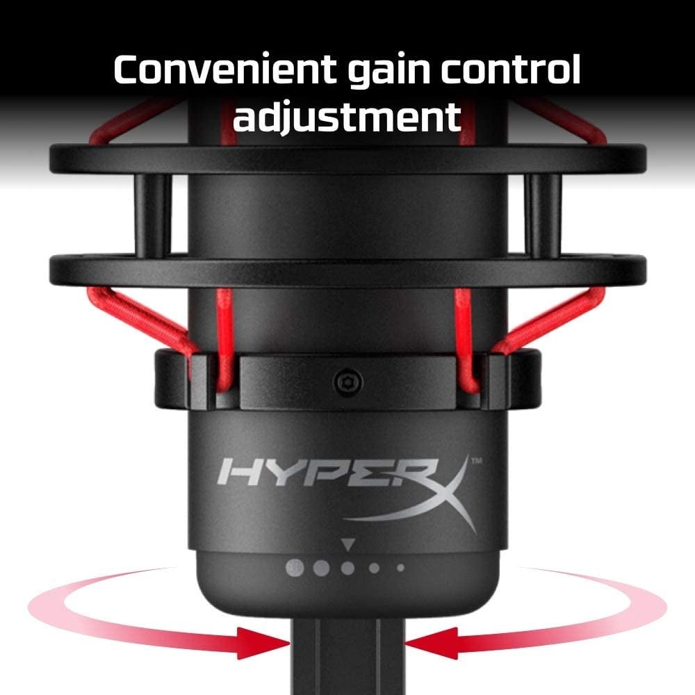 صورة مايك هايبر اكس - HyperX QuadCast - USB Condenser Gaming Microphone, for PC, PS4 and Mac, Anti-Vibration Shock Mount, Four Polar Patterns, Pop Filter, Gain Control, Podcasts, Twitch, YouTube, رقم 10