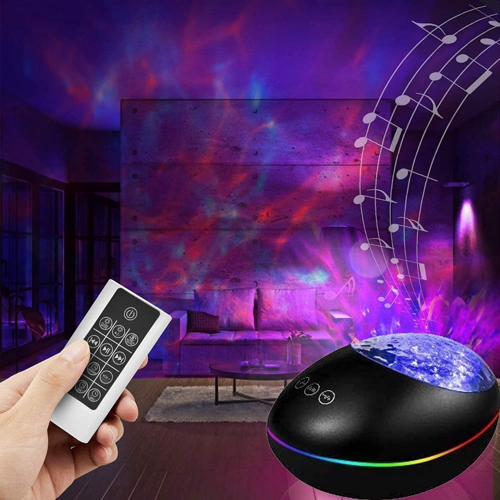 صورة Star Galaxy Light Projector with Bluetooth Speaker, Ocean Wave Projector Night Light Built-in Music Player, Sleep Timer & Remote Control,8 Starlight Light Projector Modes for Bedroom Party D رقم 2