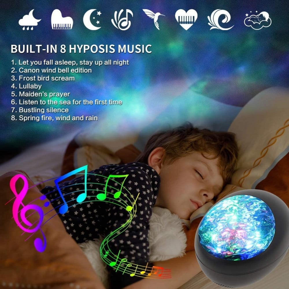 صورة Star Galaxy Light Projector with Bluetooth Speaker, Ocean Wave Projector Night Light Built-in Music Player, Sleep Timer & Remote Control,8 Starlight Light Projector Modes for Bedroom Party D رقم 3
