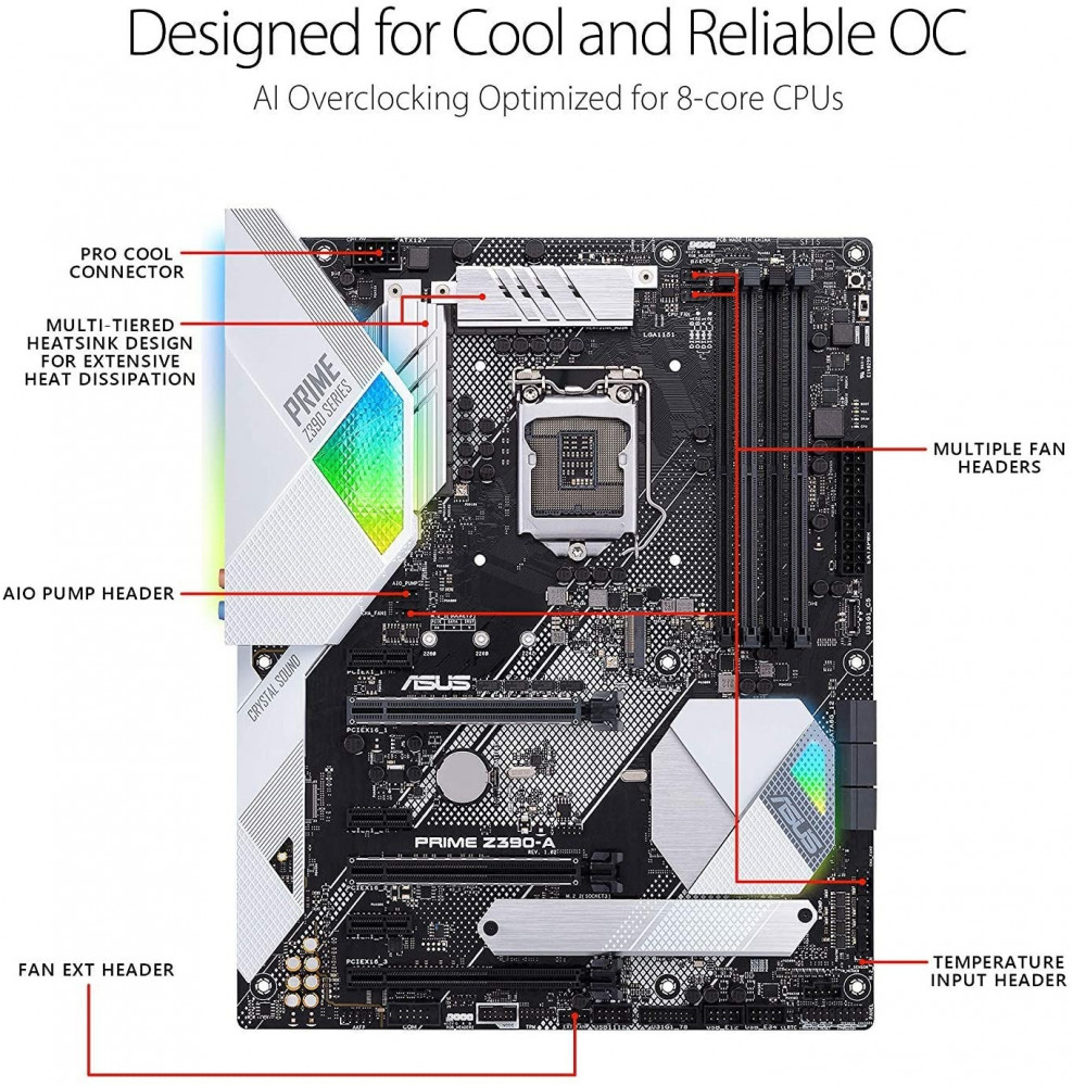 صورة Asus PRIME Z390-A Motherboard PC base Intel® 1151v2 Form factor ATX Motherboard chipset Intel® Z390 رقم 3
