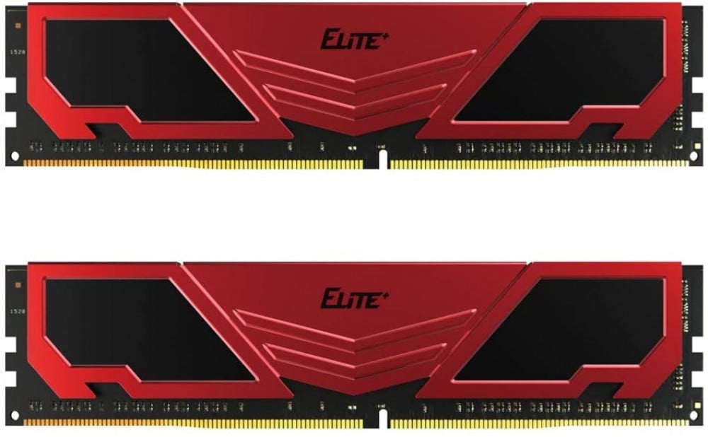 صورة TEAMGROUP Elite Plus DDR4 16GB Kit (2 x 8GB) 2666MHz PC4-21300 CL19 Unbuffered Non-ECC 1.2V U-DIMM 288 Pin PC Computer Desktop Memory Module Ram Upgrade - Red & Black - TPRD416G2666HC19DC01