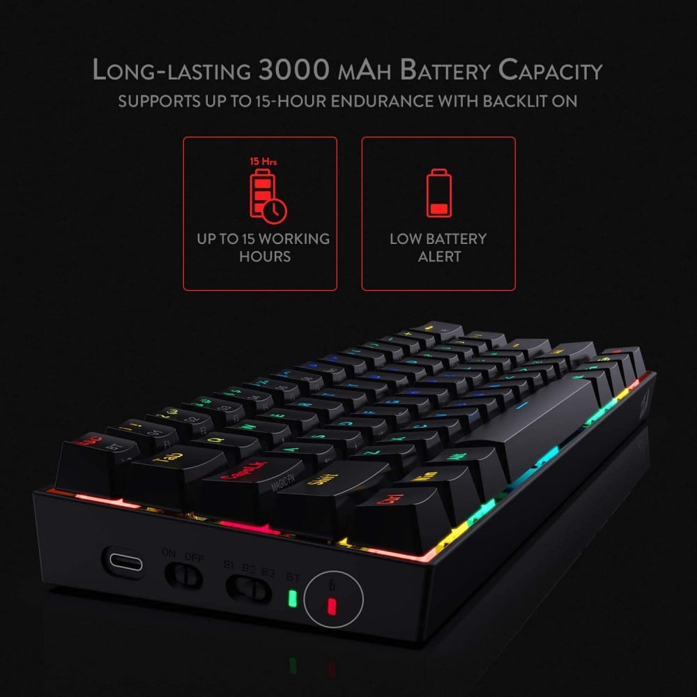 صورة كيبورد Redragon K530 RGB Black - تصميم مدمج وأداء ميكانيكي بمفاتيح Brown Switch رقم 4