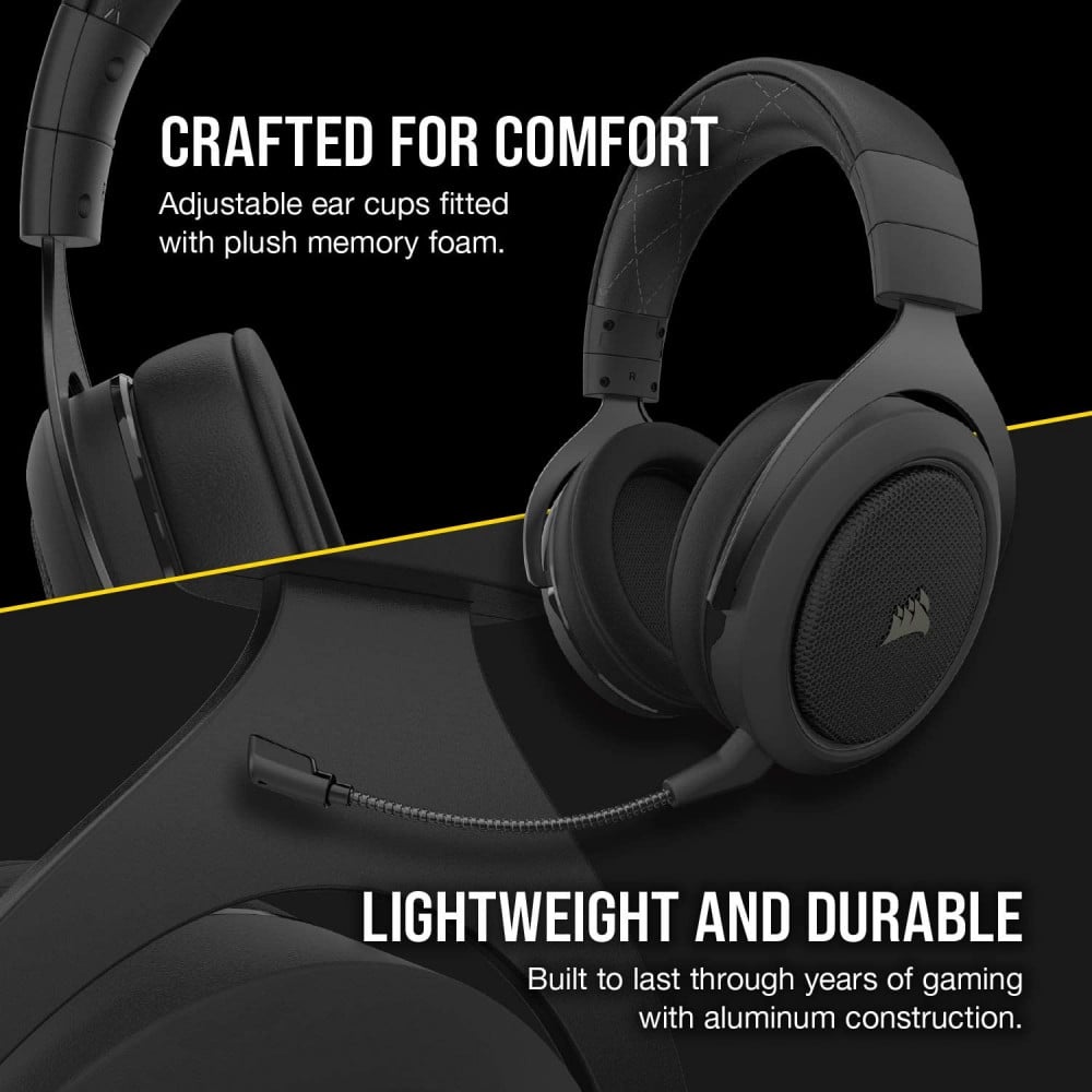 صورة سماعة كورسير - Corsair HS70 Pro Wireless Gaming Headset - 7.1 Surround Sound Headphones for PC, PS5 - 50mm Drivers – Carbon (CA-9011211-NA) رقم 3