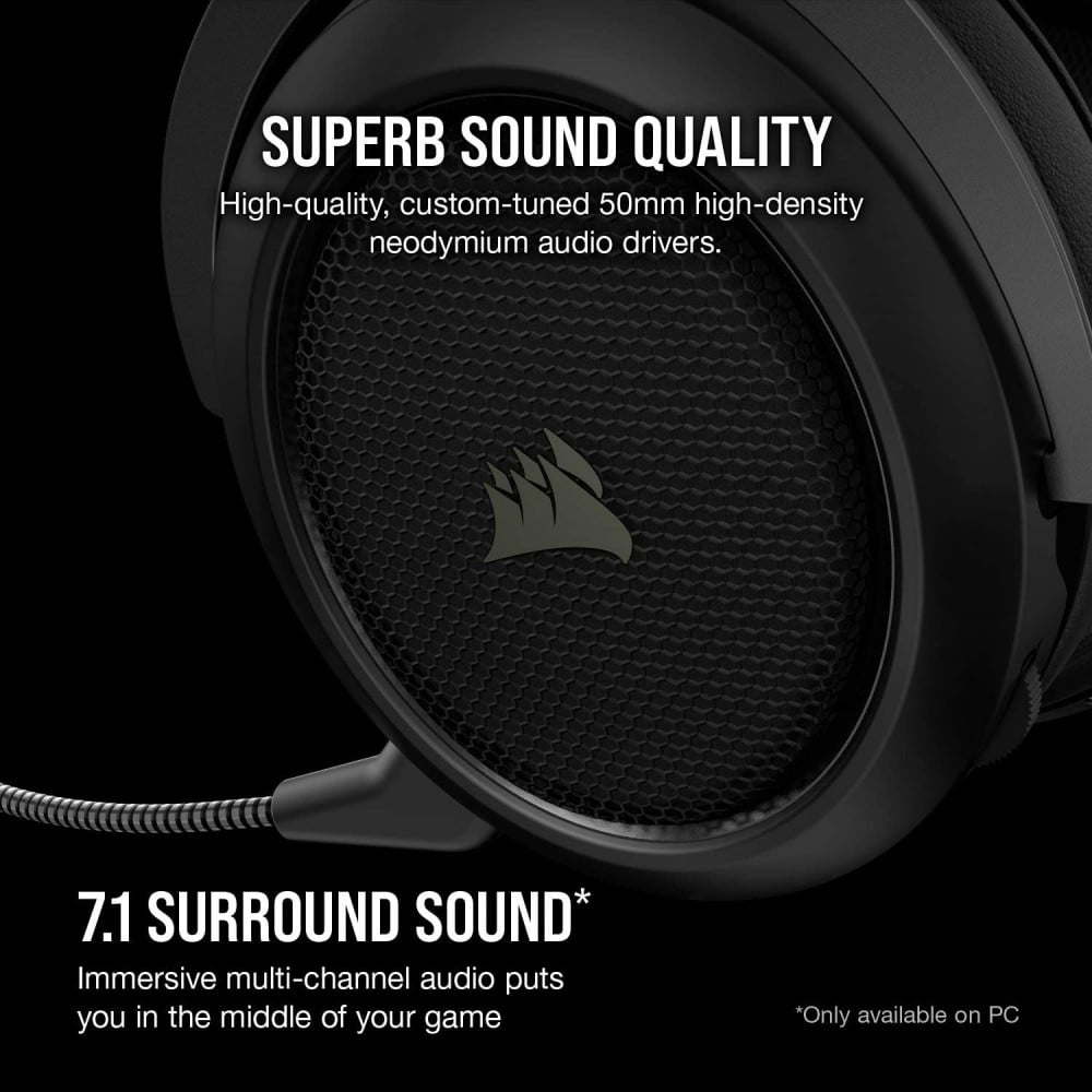 صورة سماعة كورسير - Corsair HS70 Pro Wireless Gaming Headset - 7.1 Surround Sound Headphones for PC, PS5 - 50mm Drivers – Carbon (CA-9011211-NA) رقم 4