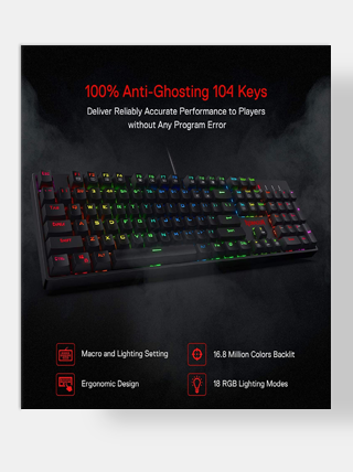 صورة كيبورد Redragon K582 SURARA RGB - الأداء الهادئ والدقة المثالية للألعاب رقم 3