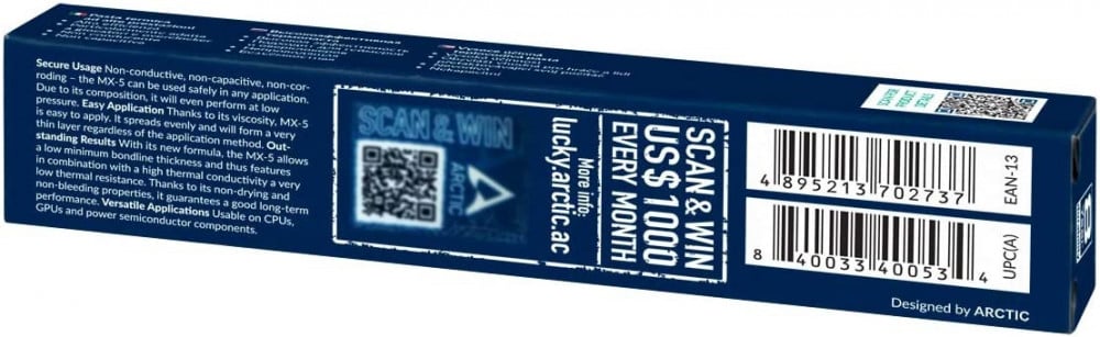 صورة ARCTIC MX-5 (4 g) - Quality Thermal Paste for All CPU Coolers, Extremely high Thermal Conductivity, Low Thermal Resistance, Long Durability, Metal-Free, Non-Conductive, Non-capacitive رقم 4