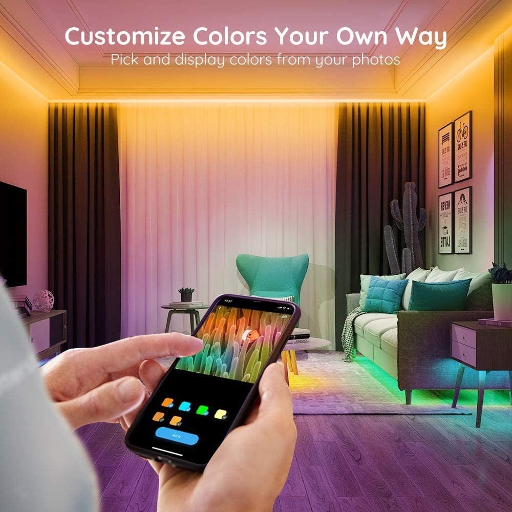 صورة شريط إضاءة LED ذكي من Govee – RGB متزامن مع الموسيقى، 16.4*2 قدم رقم 2