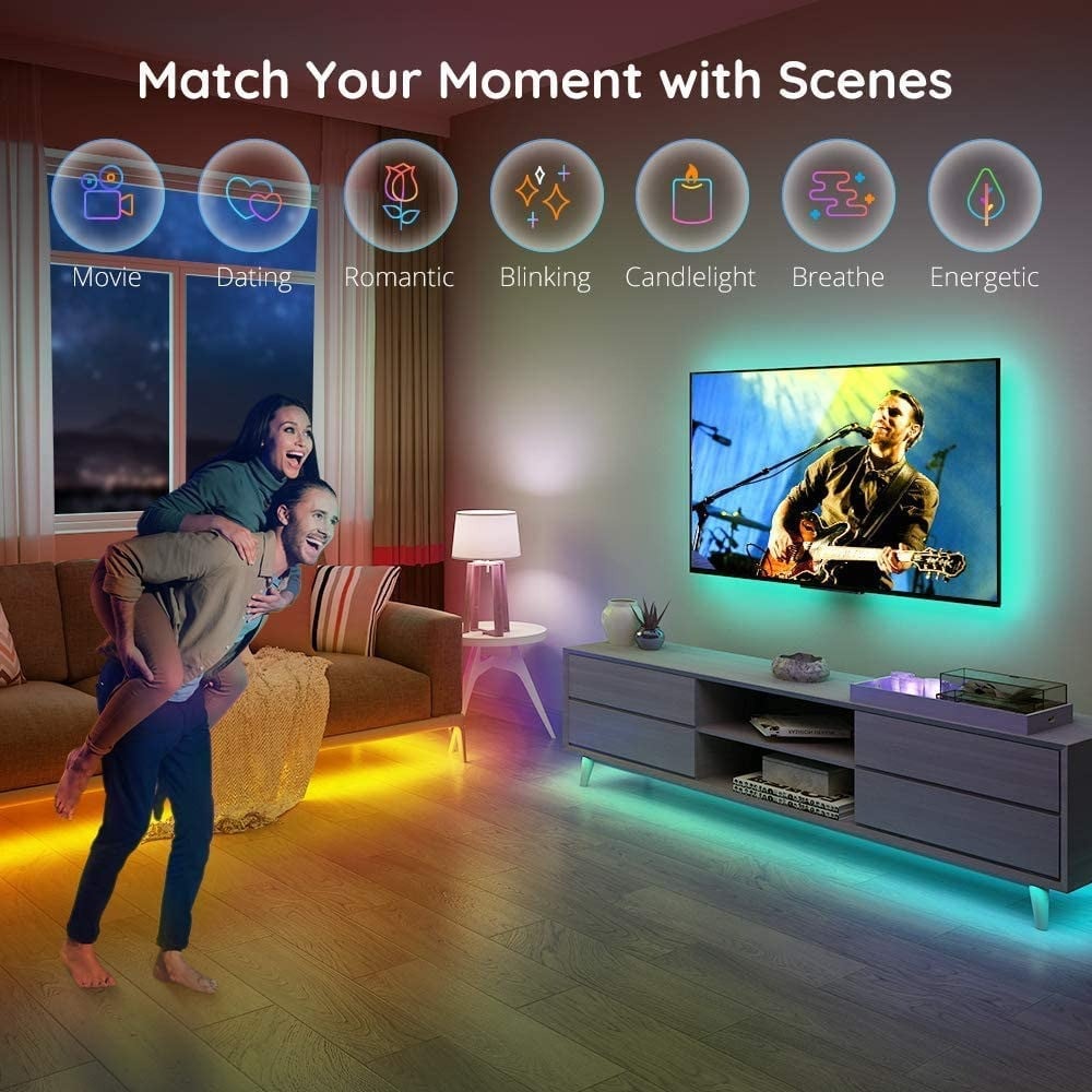 صورة شريط إضاءة LED ذكي من Govee – RGB متزامن مع الموسيقى، 16.4*2 قدم رقم 3