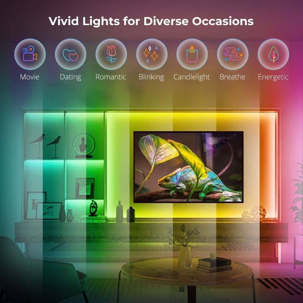 صورة شريط إضاءة LED ذكي من Govee – RGB متزامن مع الموسيقى، 16.4*2 قدم رقم 7