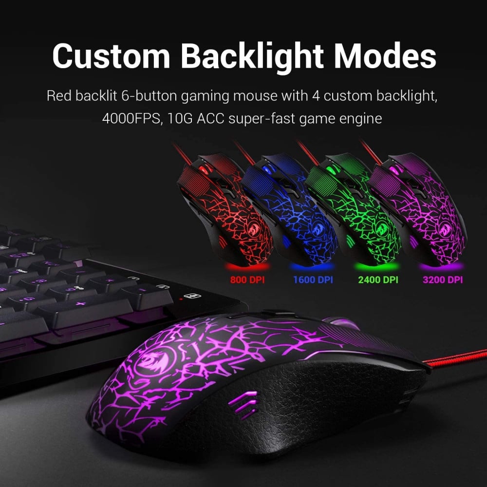 صورة Redragon S107 Gaming Keyboard and Mouse Combo Large Mouse Pad Mechanical Feel RGB Backlit 3200 DPI Mouse for Windows PC (Keyboard Mouse Mousepad Set) رقم 2