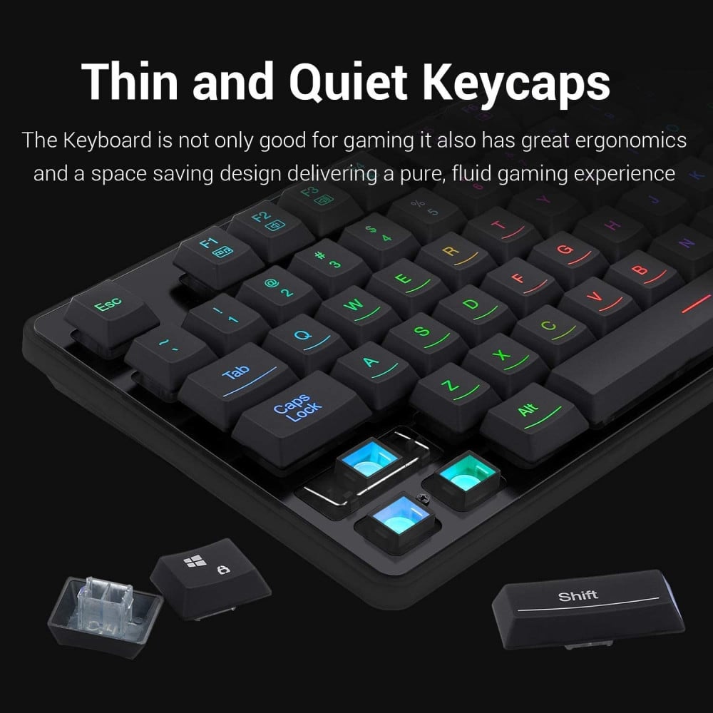صورة Redragon S107 Gaming Keyboard and Mouse Combo Large Mouse Pad Mechanical Feel RGB Backlit 3200 DPI Mouse for Windows PC (Keyboard Mouse Mousepad Set) رقم 4
