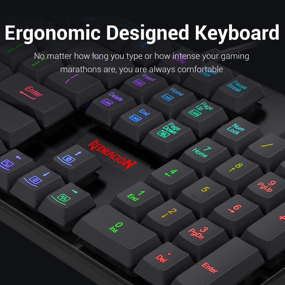 صورة Redragon S107 Gaming Keyboard and Mouse Combo Large Mouse Pad Mechanical Feel RGB Backlit 3200 DPI Mouse for Windows PC (Keyboard Mouse Mousepad Set) رقم 5